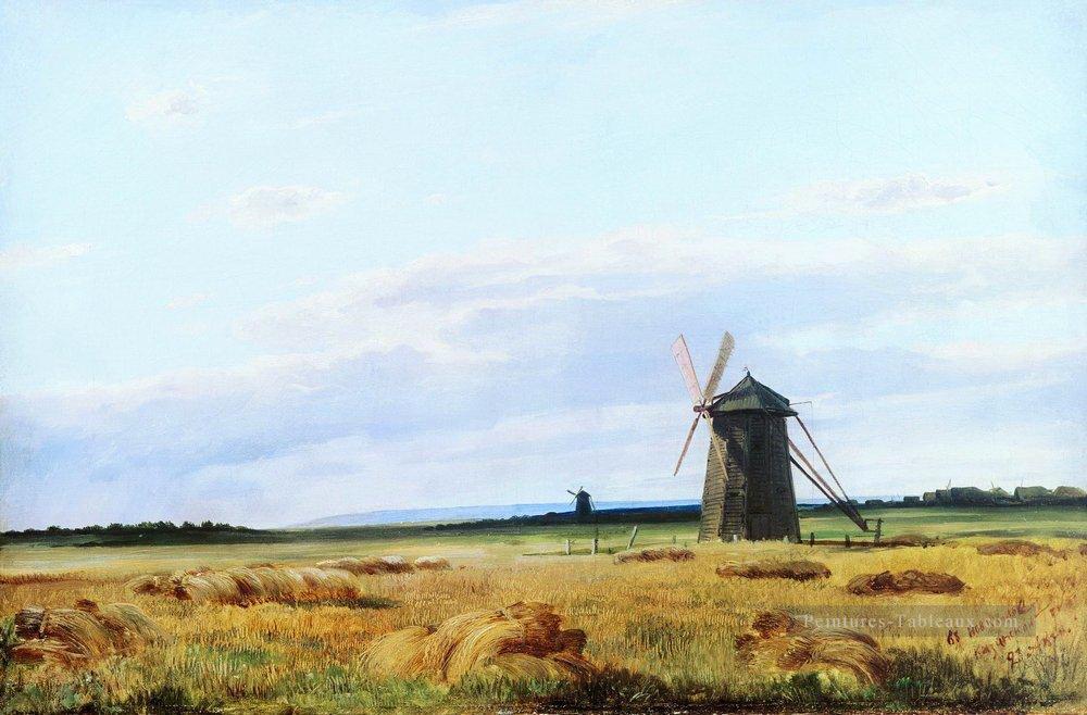 moulin à vent dans le domaine 1861 paysage classique Ivan Ivanovitch Peintures à l'huile